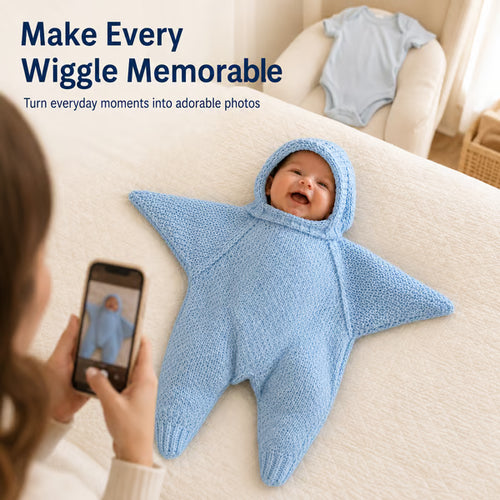 ⭐Baby Starfish Knitted Romper – Cute Hooded One