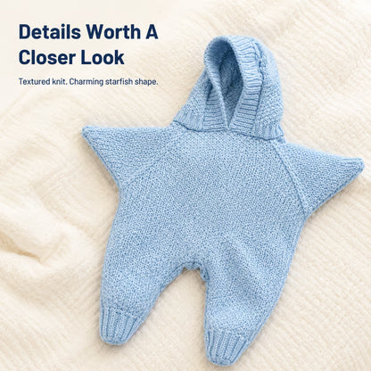 ⭐Baby Starfish Knitted Romper – Cute Hooded One
