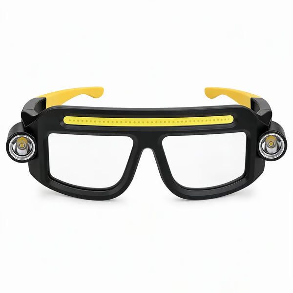Hands Free Dual Beam LED Flashlight Glasses, Type-C Rechargeable COB Work Light Glasses
