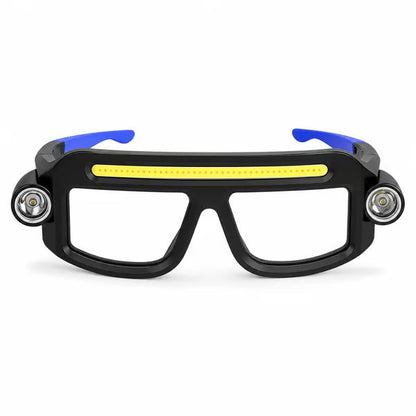 Hands Free Dual Beam LED Flashlight Glasses, Type-C Rechargeable COB Work Light Glasses