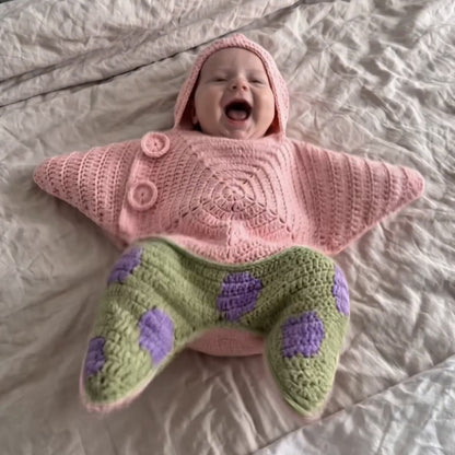⭐Baby Starfish Knitted Romper – Cute Hooded One