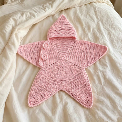⭐Baby Starfish Knitted Romper – Cute Hooded One