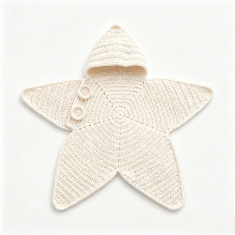⭐Baby Starfish Knitted Romper – Cute Hooded One